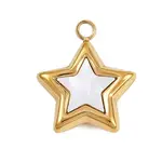 304 Stainless Steel Pave Synthetic Shell Pendants