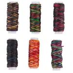6 Rolls 6 Colors Flat Segment Dyed Waxed Cotton Cords