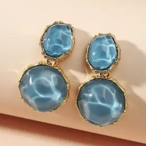 Zinc Alloy Resin Dangle Stud Earrings