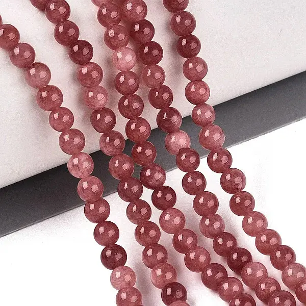 Natural Dyed Yellow Jade Gemstone Bead Strands