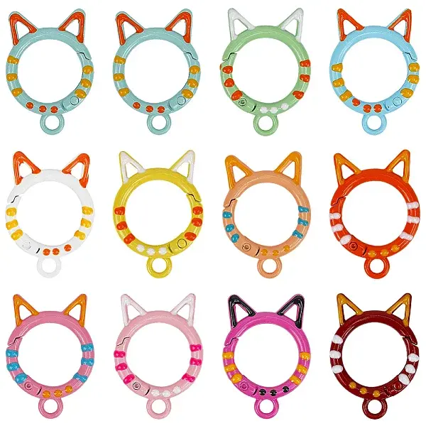 26Pcs Spray Painted Alloy Spring Gate Rings