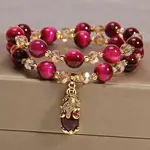 Dyed Natural Tiger Eye Beads Stretch Bracelets
