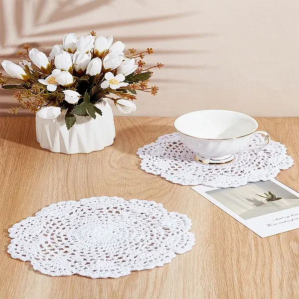 2Pcs Handmade Knitting Polyester Cloth Fabric Coaster