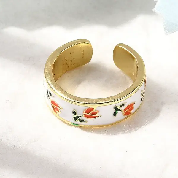 Brass Enamel Cuff Rings