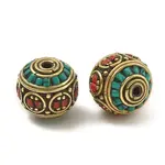 Dyed Synthetic Turquoise Brass Tibetan Style Beads
