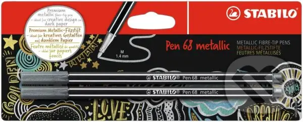 STABILO Pen 68 metallic 2 ks strieborná v Blistri