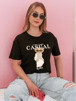 T-shirt damski z misiem MISTREET czarny Dstreet