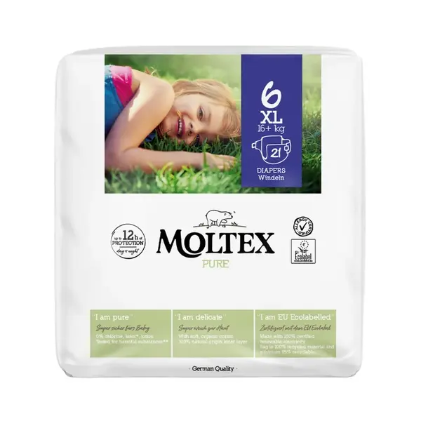 Moltex Pure XL 16kg+ dětské pleny 21 ks