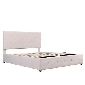 CHICFURN ČALOUNĚNÁ POSTEL 140/200 cm v krémově bílé barvě s úložným prostorem ze sametu