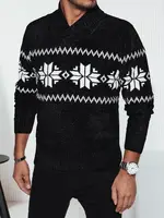 Pánský černý svetr se vzorem vloček
