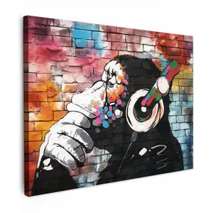 MuchoWow OBRAZ NA PLÁTNĚ Opice - Graffiti - Hudba 40x30 cm