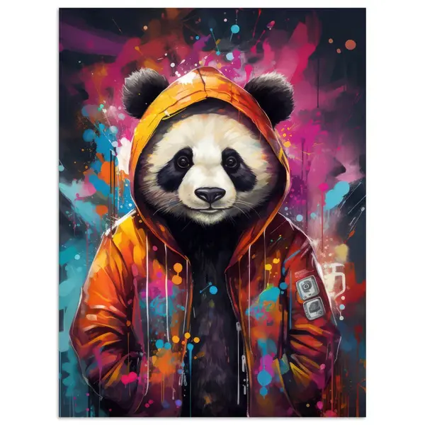 MuchoWow PLAKÁT Panda - Bunda - Graffiti - Oranžová 60x80 cm
