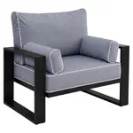 Beautysofa KŘESLO na terasu Verdino s kovovým rámem, modrošedý