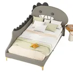 OKWISH DĚTSKÁ postel 90/200 cm šedá z PU a MDF ve tvaru dinosaura