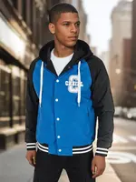 Pánská bomber bunda s kapucí modrá