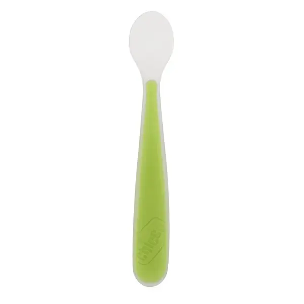 CHICCO Lžička silikonová Soft zelená 6m+