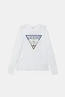 Dětské bavlněné tričko s dlouhým rukávem Guess