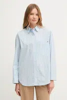 Bavlněná košile Tommy Hilfiger dámská, modrá barva, relaxed, s klasickým límcem, WW0WW45892