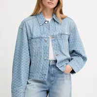 Džínová bunda Calvin Klein Jeans modrá barva, přechodná, oversize, LV047C782G