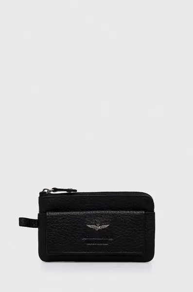 Kožený obal na klíče Aeronautica Militare černá barva, AM189