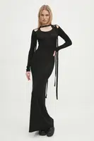 Šaty Y/Project MULTISCARF LONG SLEEVE KNIT DRESS černá barva, maxi, 106DR008