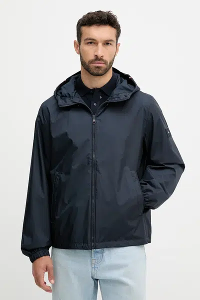 Bunda Tommy Hilfiger tmavomodrá barva, přechodná, MW0MW40225