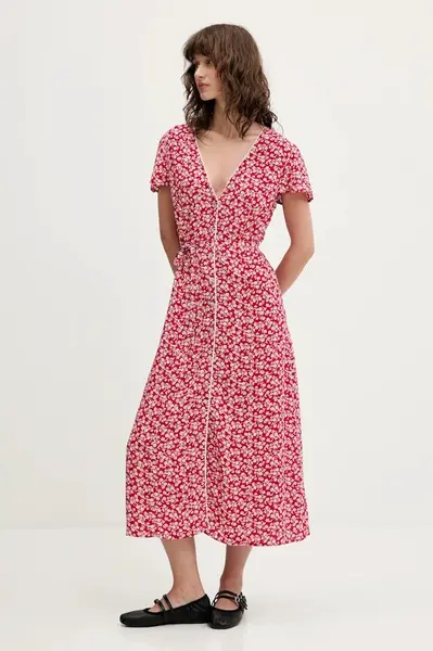 Šaty Tommy Jeans červená barva, midi, DW0DW20884