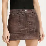 Kožená sukně Pinko hnědá barva, mini, pouzdrová, 104957 A2I1