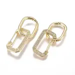 Brass Micro Pave Cubic Zirconia Dangle Huggie Hoop Earrings
