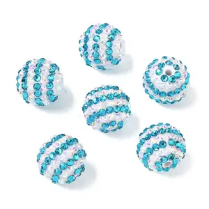 Striped Resin Rhinestone Beads