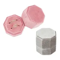 2Pcs 2 Colors  Velvet Rings Box