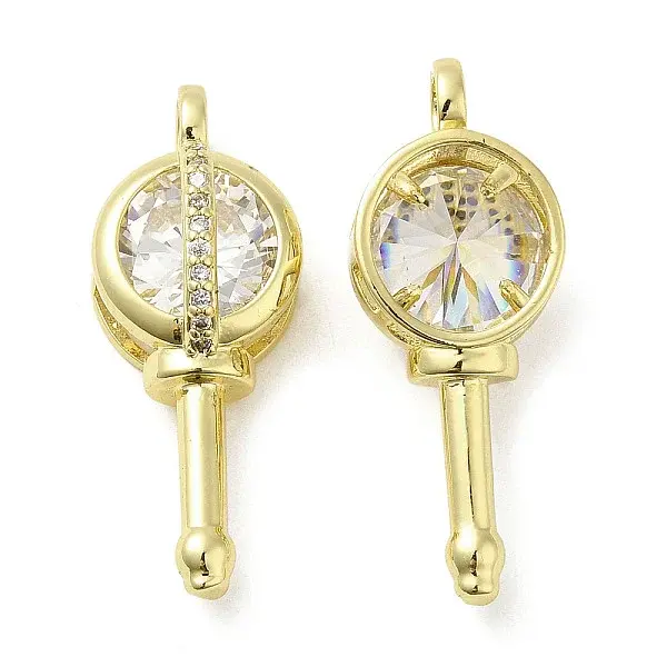 Rack Plating Brass with Cubic Zirconia Pendants