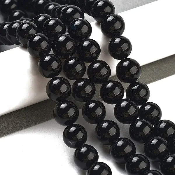Natural Black Onyx Round Bead Strands