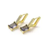 Rectangle Real 18K Gold Plated Brass Dangle Hoop Earrings
