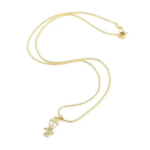 Brass Micro Pave Clear Cubic Zirconia Pendant Necklaces