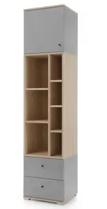 Knižnica baxter - šedá, dub biscuit