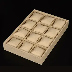 Wood Covered with Burlap Jewelry Bracelet Watch Displays