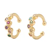 Brass Micro Pave Cubic Zirconia Cuff Earrings