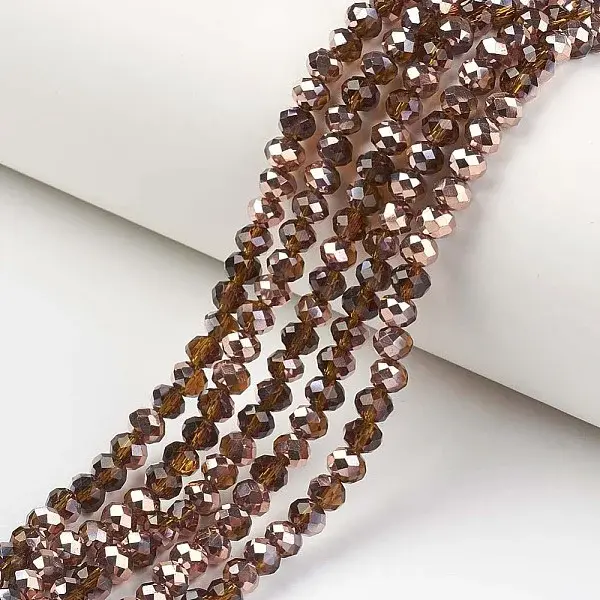 Electroplate Transparent Glass Beads Strands