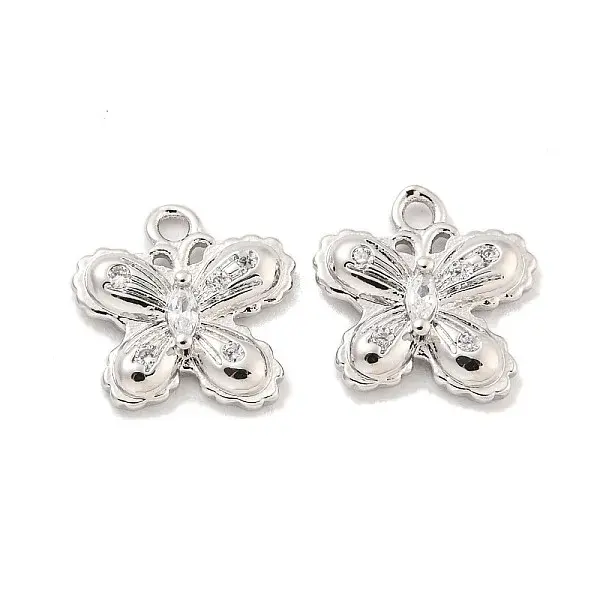 Brass Micro Pave Clear Cubic Zirconia Charms
