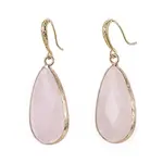 Teardrop Natural Rose Quartz Dangle Earrings