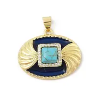 Brass Pave Synthetic Turquoise Pendants