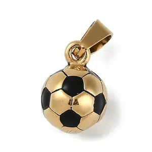 Trendy Necklace Findings 304 Stainless Steel FootBall/Soccer Ball Pendants