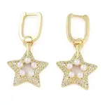 Brass Micro Pave Clear Cubic Zirconia ABS Pearl Hoop Earrings for Women