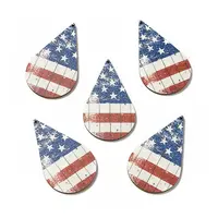 American Flag Theme Single Face Printed Aspen Wood Big Pendants