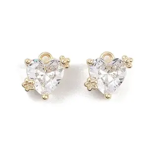 Brass Micro Pave Clear Cubic Zirconia Pendants