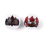 Christmas Printed Opaque Acrylic Round Beads