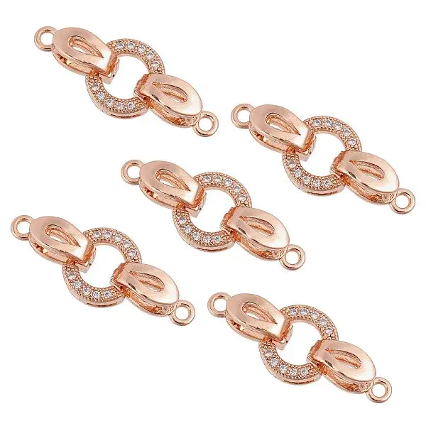 5 Sets Brass Micro Pave Clear Cubic Zirconia Fold Over Clasps