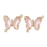 Brass Pave Faceted Glass Connector Charms