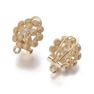 Brass Micro Pave Cubic Zirconia Stud Earring Findings